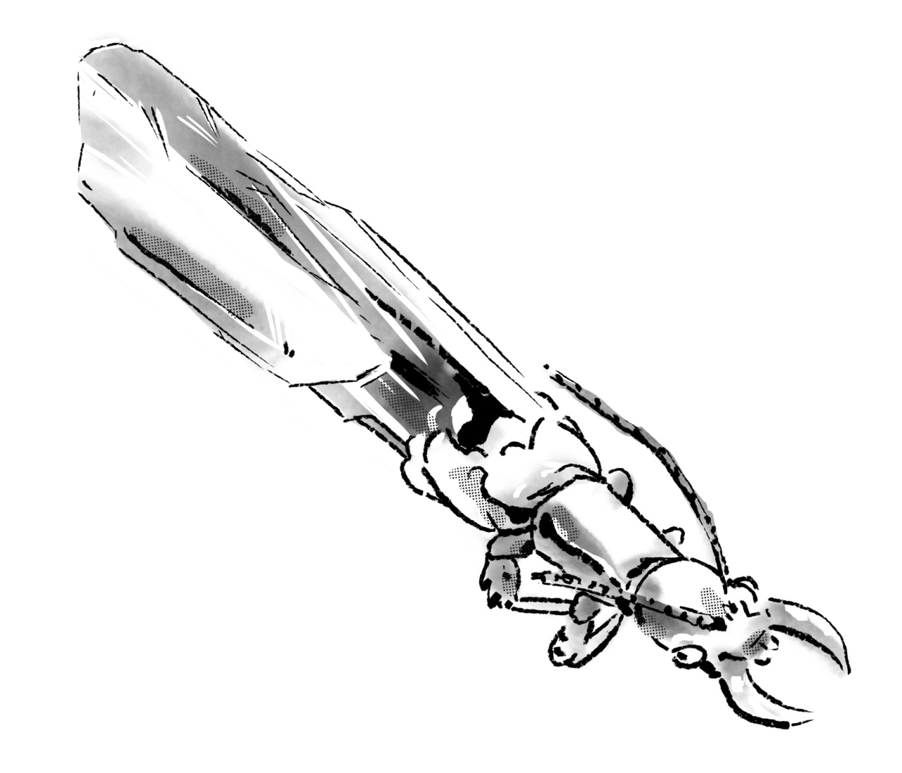 Skeletal diagram of bird wing showing bone structure and joint connections in black and white line art
