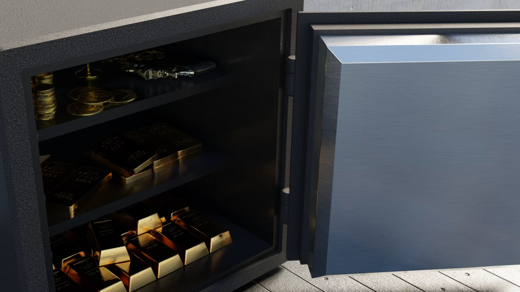 A depiction of a treasure stored in a safe.